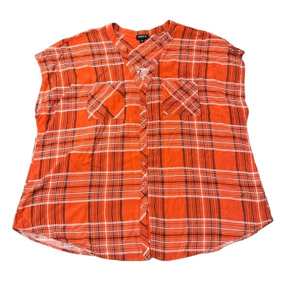 Torrid Women's Challis Button Front Dolman Sleeve Top Pumpkin Size 18-20 - Picture 2 of 8